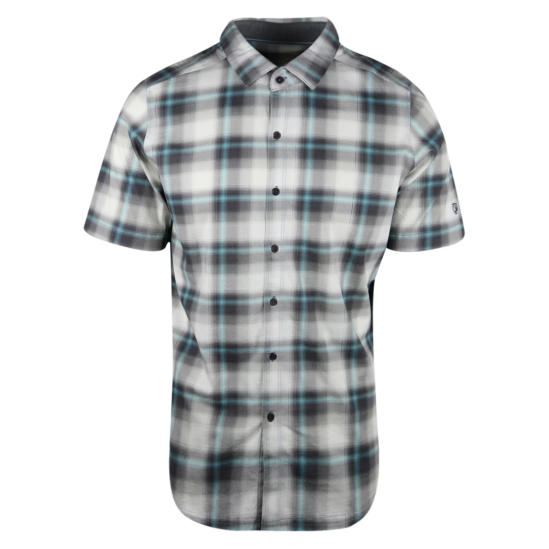 Kuhl Men's White Grey Turquoise S/S Woven Shirt 3 Kuhl Men's White Grey Turquoise S/S Woven Shirt