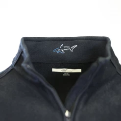 Mens Greg Norman Men's Heather Black Semi Mock Neck 1/3 Zip Sweater (S01)