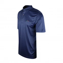 Greg Norman Men's Navy Black Mini Shark Pattern 3 Button S/S Polo Shirt (S02)