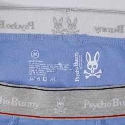 Mens Psycho Bunny Men's 3 Pack Grey Band Light Blue Boxer Briefs (S06)