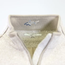 Greg Norman Men's Heather Khaki Brown Semi Mock Neck 1/3 Zip Sweater (S02) Mens