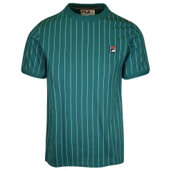 FILA Men's Green & White Striped F-Box S/S T-Shirt (155) (Size XS)