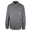 Carhartt Men's Gray Flannel Lined Snap On Button Collared L/S Jacket Mens