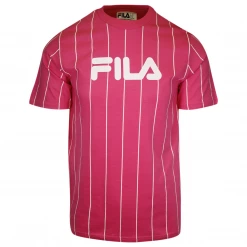 FILA Women's Pink & White Striped Logo S/S T-Shirt (163)