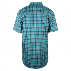 Ariat Men's Aqua Blue Plaid Ventek Rebar S/S Woven Shirt (242)