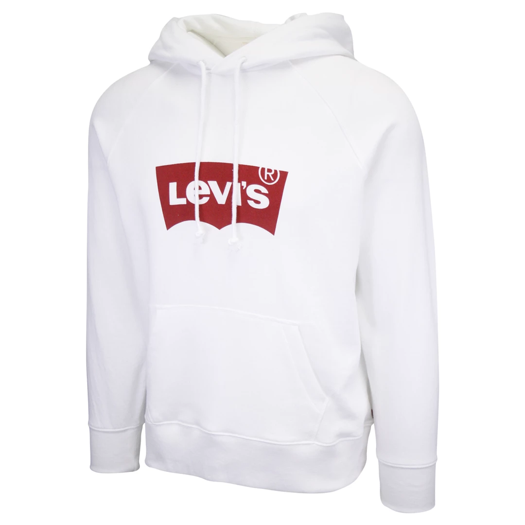 Mens Levi's Men's White Official Logo L/S Pullover Hoodie (S03) 4 Mens Levi's Men's White Official Logo L/S Pullover Hoodie (S03)