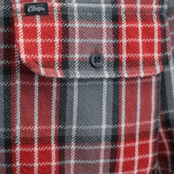 Spotted Clothing OBEY Men's Red Charcoal Plaid L/S Woven Shirt (S09) Medium