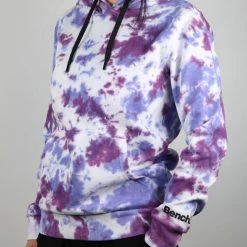 Bench Women's White Magenta Purple Tie Dye Regular Pullover Hoodie (4093)