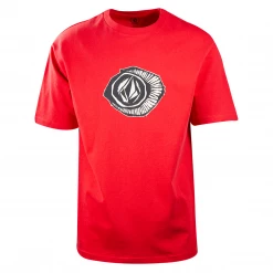 Volcom Men's Red Fossil Shell Loose Fit S/S T-Shirt (S07)
