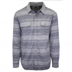 PrAna Men's Dark & Light Grey L/S Striped Flannel Shirt (S42)