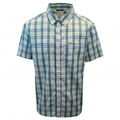 Columbia Men's Blue Green White Plaid Thirty Mile Ledge S/S Woven Shirt (499)