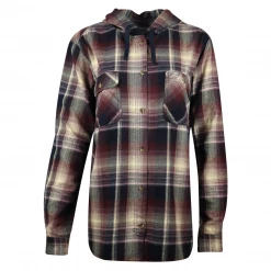 Carhartt Women's Maroon Purple Navy Cream Plaid Hooded L/S Woven Shirt Flannels