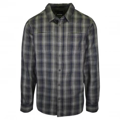 PrAna Men's Navy Green Plaid L/S Woven Shirt (S68)