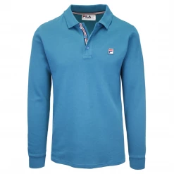 FILA Men's Teal F-Box L/S Polo T-Shirt (S03)
