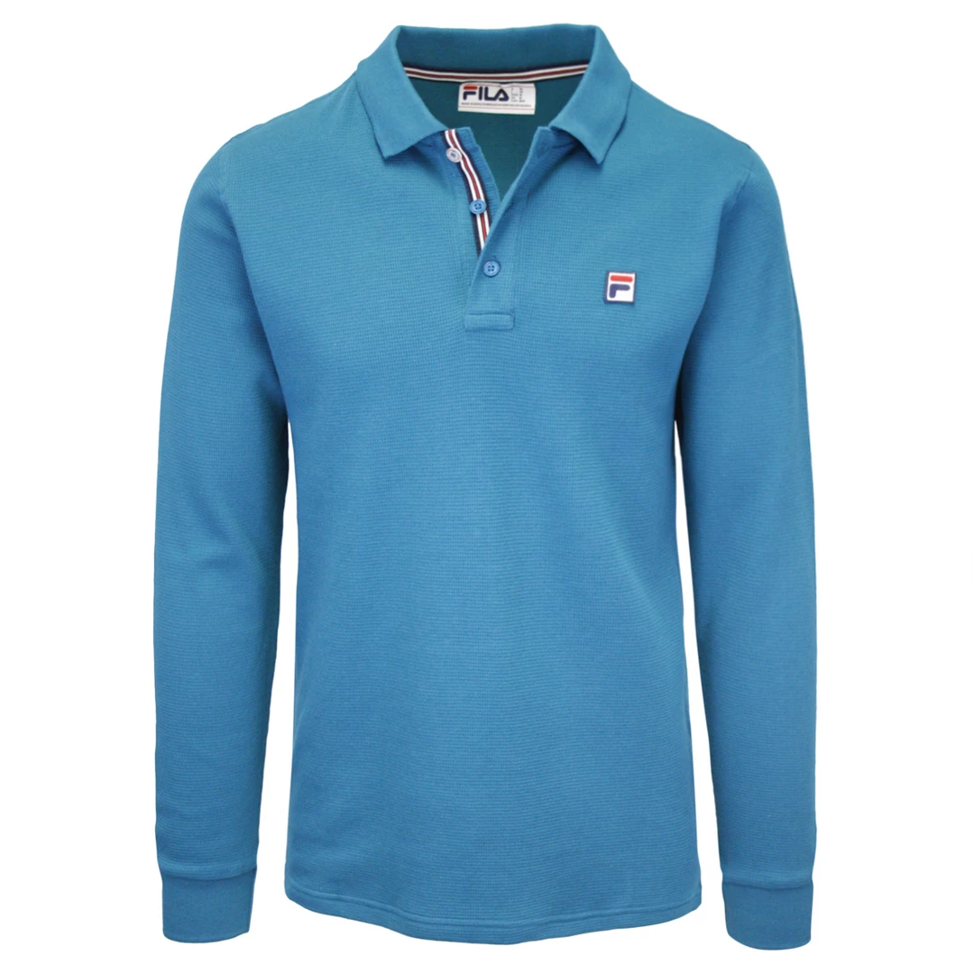 FILA Men's Teal F-Box L/S Polo T-Shirt (S03) 3 FILA Men's Teal F-Box L/S Polo T-Shirt (S03)