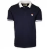 FILA Men's Navy Ribbed Button F-Box S/S Polo T-Shirt (S30) (Size XS)