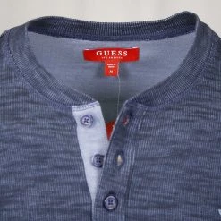 GUESS Men's Dunston Henley L/S T-Shirt (Retail $39.99) S01