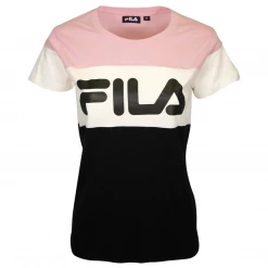 FILA Women's Cream & Pink Three Tone Logo S/S T-Shirt