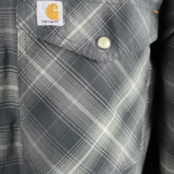 New Arrivals Carhartt Men's Dark Grey Ivory Plaid Snap Front L/S Woven Shirt (S13)