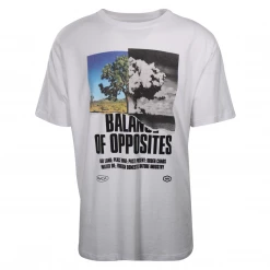 RVCA Men's White Balance Of Opposites Peace & War Relaxed Fit S/S T-Shirt (S33)