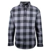 Harley-Davidson Men's Blue Grey Black Plaid Snap On Button L/S Woven Shirt (S16)