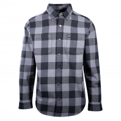 Harley-Davidson Men's Blue Grey Black Plaid Snap On Button L/S Woven Shirt (S16)