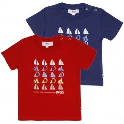 Kids Hugo Boss Kid's Sail Boat Pattern S/S T-Shirt (S01)