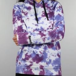 Bench Women's White Magenta Purple Tie Dye Regular Pullover Hoodie (4093)