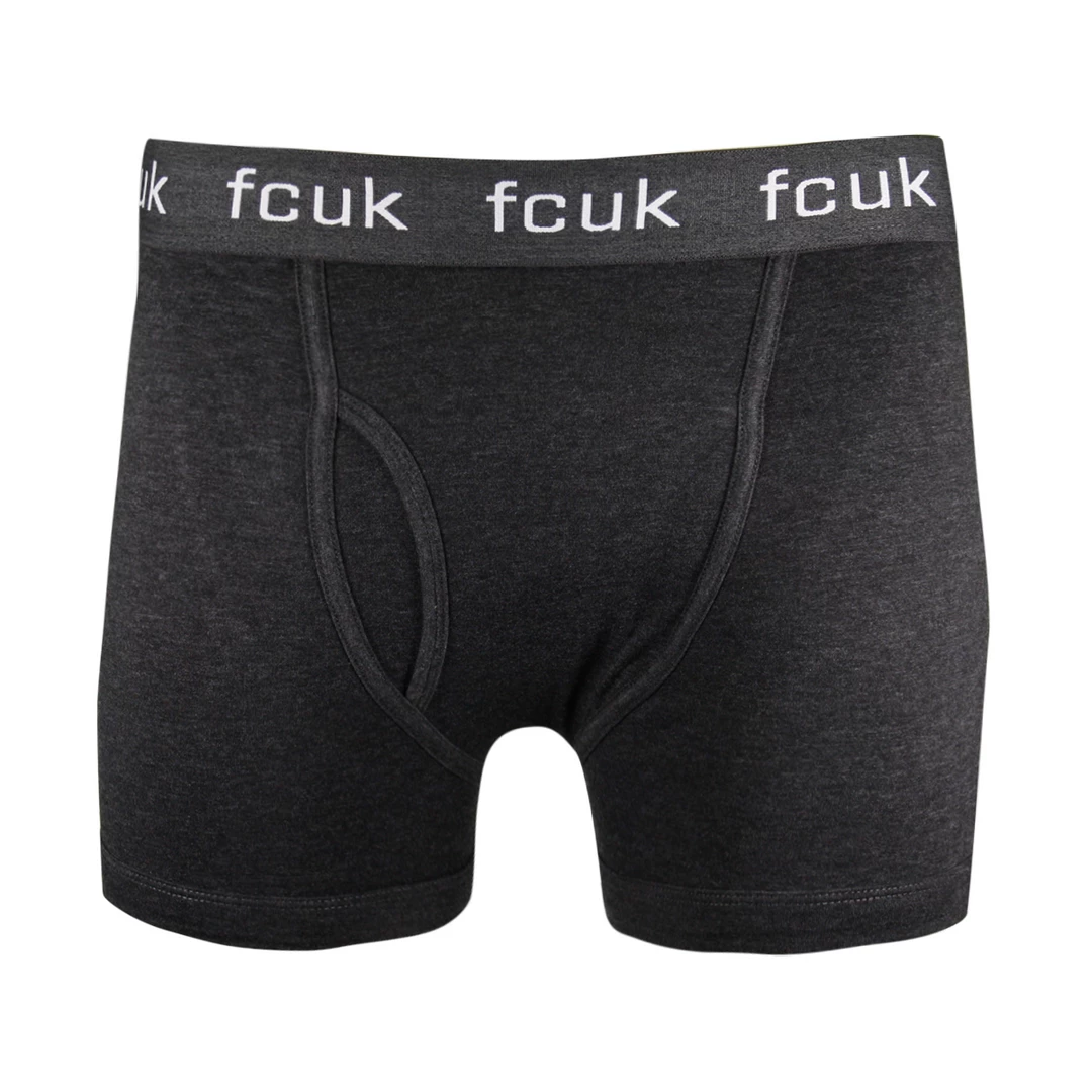 FCUK Men's 3 Pack Dark Grey W/ Dark Grey Strap Boxer Briefs (S02) Mens 4 FCUK Men's 3 Pack Dark Grey W/ Dark Grey Strap Boxer Briefs (S02) Mens