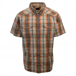 Spotted Clothing PrAna Men's Orange Brown Grey Plaid S/S Woven Shirt (S16)