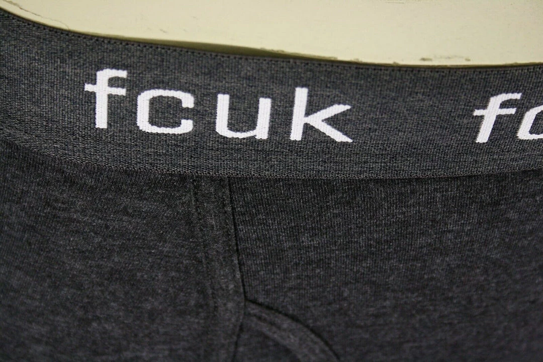 FCUK Men's 3 Pack Dark Grey W/ Dark Grey Strap Boxer Briefs (S02) Mens 6 FCUK Men's 3 Pack Dark Grey W/ Dark Grey Strap Boxer Briefs (S02) Mens