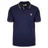 FILA Men's Navy Blue Ribbed Button F-Box S/S Polo T-Shirt (S35)