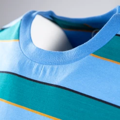 Volcom Men's Blue Green Gold Black Striped S/S T-Shirt (S14)