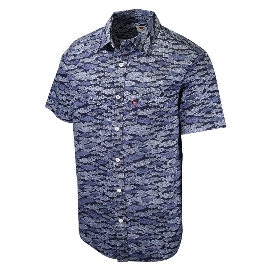 Levi's Men's Blue Fish S/S Woven Shirt 4 Levi's Men's Blue Fish S/S Woven Shirt