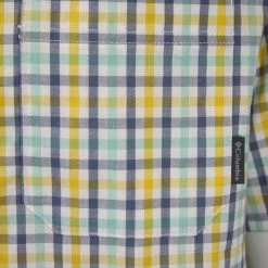 Columbia Men's Yellow Blue Green Rapid Rivers II Plaid S/S Shirt (798) Medium