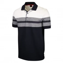 Bugatti Men's Premium Finish White Navy S/S Polo