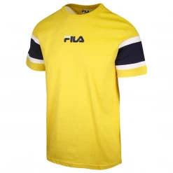 FILA Men's Yellow & Blue White Logo S/S T-Shirt (162) (Size XS)