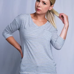 T-Shirts Roxy Women's Striped V-Neck L/S T-Shirt (S05)