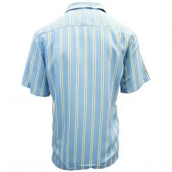 OBEY Men's Turquoise & Green Vertical Striped S/S Woven S11