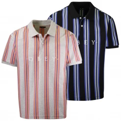 OBEY Men's Ashby Striped Button S/S Polo Shirt (S33)