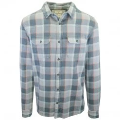 Quiksilver Men's Dark Teal Orange L/S Flannel Shirt (S02) Mens