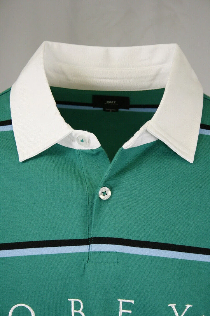 OBEY Men's Horizontal Stripe Button L/S Polo Shirt (S04) 13 OBEY Men's Horizontal Stripe Button L/S Polo Shirt (S04)