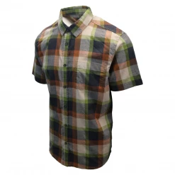 Spotted Clothing PrAna Men's Charcoal Green Orange Box Plaid Benton S/S Woven Shirt S05