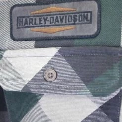Harley-Davidson Harley-Davdson Men's Green Black Plaid L/S Woven Shirt (S46)