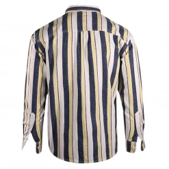 Quiksilver Men's Navy Yellow White Vertical Striped L/S Woven Shirt (S17) Quik Silver