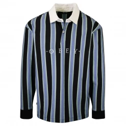 OBEY Men's Stripe Button L/S Polo Shirt (S03)