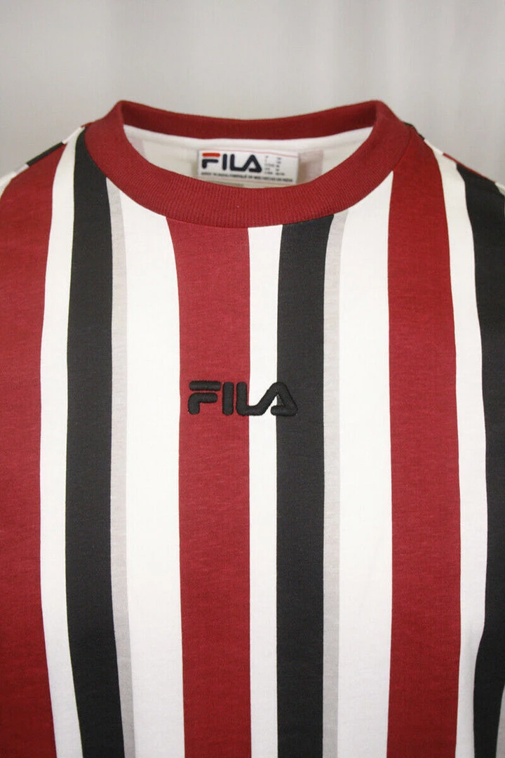 FILA Men's Red Navy White Grey Striped Logo S/S T-Shirt (167) 6 FILA Men's Red Navy White Grey Striped Logo S/S T-Shirt (167)