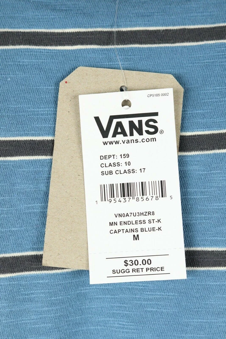 Vans Men's Captain Blue Black Striped Endless S/S T-Shirt (S03) 8 Vans Men's Captain Blue Black Striped Endless S/S T-Shirt (S03)