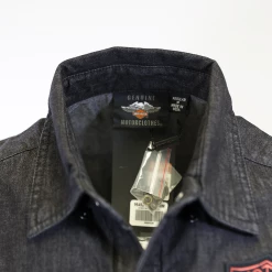 Harley-Davidson Men's Charcoal Denim Orange Logo Badge Sleeveless Vest (S01) 13 Harley-Davidson Men's Charcoal Denim Orange Logo Badge Sleeveless Vest (S01)