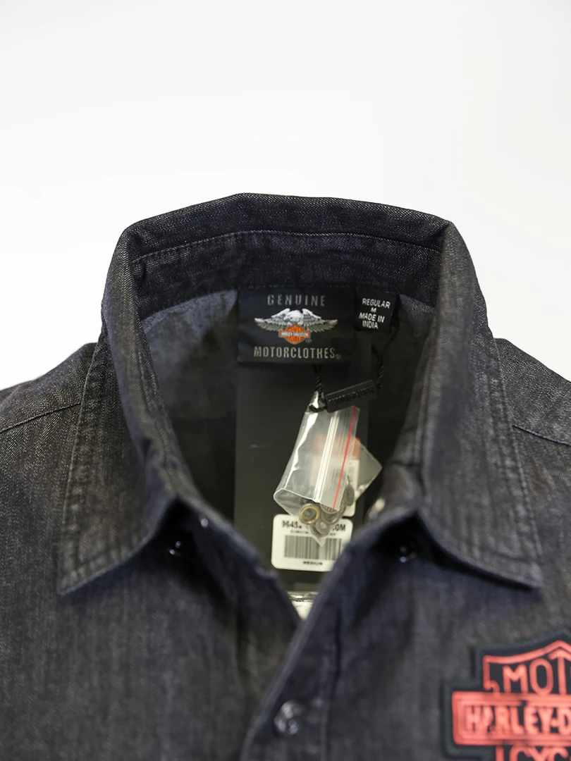 Harley-Davidson Men's Charcoal Denim Orange Logo Badge Sleeveless Vest (S01) 7 Harley-Davidson Men's Charcoal Denim Orange Logo Badge Sleeveless Vest (S01)